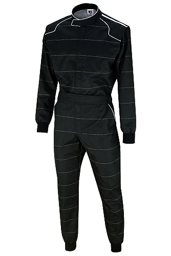 TK Classical Adult Kart Suit/Race/Rally/Motocross One Piece Cordura Karting Suit (X-Large, Black)