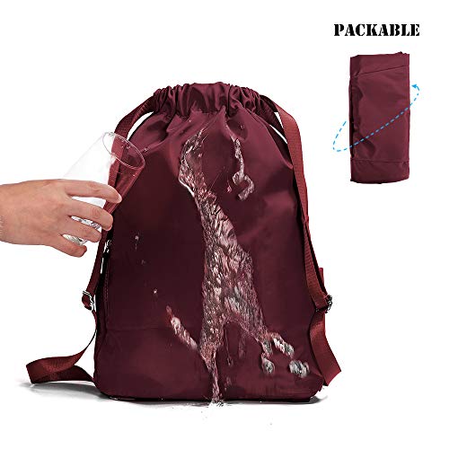 Image of ZOORON Waterproof Drawstring Gym Backpack Bag for Men & Women, Sport Gym Sack Mini Travel Daypack