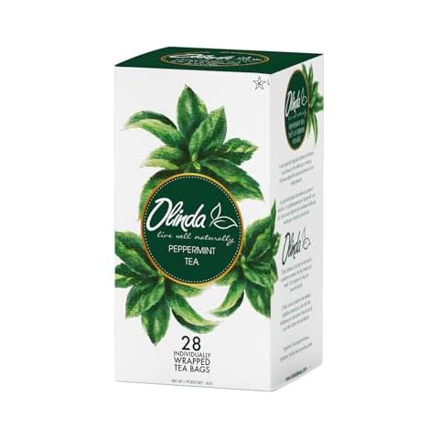 Olinda Peppermint Tea Bags Mint Herbal Tea Organic Caffeine Free Healthy Tea Natural Menthol Digestive Relaxing Herbal Tea Calming Immunity Tea For Women Tea 28 Tea Bags Pack of 1 Cover