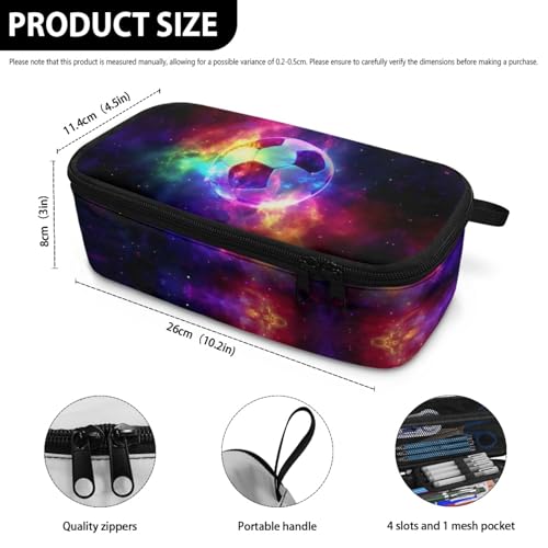Image of Boys Pencil Case Starry Football Pencil Pouch for Kids Large Pencil Bag with Protable Handle Pencil Box for 2Nd 3Rd Children Girls Pencil Container for Students Teenagers Coin Purse