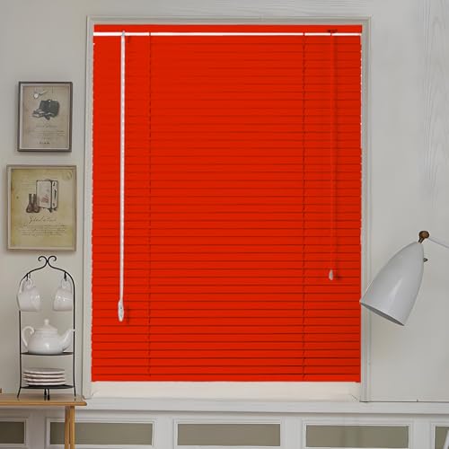 Store Vénitien pour Maison Personnalisable, Store en Aluminium Lattes de 25mm Rideaux Horizontaux Étanche 25cm 40cm 85cm 120cm 135cm 140cm 160cm(Rouge)