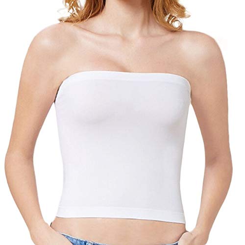 1Pc Women's Innerwear Tube-Tops Bustier Strapless Seamles Wrapped Chest Size: One Size; Material: Cotton White-image-9