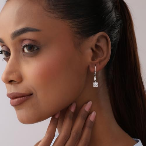 Image of TRUESILVER ACPL 925 Sterling Silver Cubic Zirconia Earrings for Women & Girls | BIS Hallmarked Drop Dangle Leverback Style | Elegant Jewelry Gift for Women