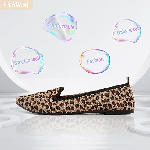 Heawish Women’s Flats Shoes Pointed Toe Ballet Flats Dressy Comfortable(Leopard, Us8) #TOP2
