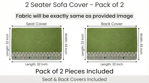 Image of Velvet 2 Seater Sofa Cover Fully Covered | Anti Skid Non Slip | Plain Green | Sofa Slipcover for Living Room