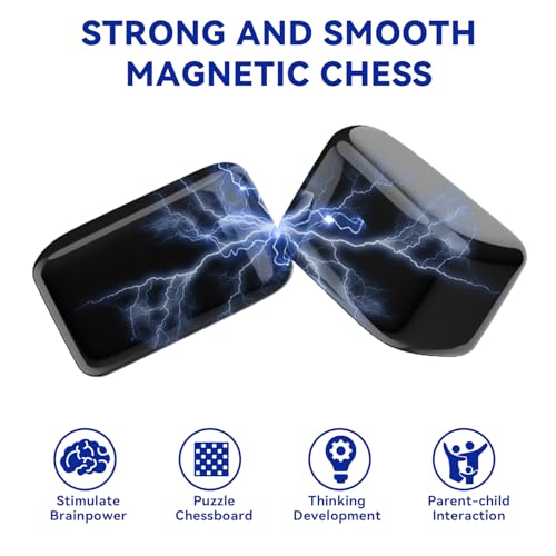 Generisch Magnetspiel,Magnetisches Schachspiel, Tischspiele,Tragbares Schach Magnetisch Magnetisches Spiel für Erwachsene Partyzubehör für Familientreffen (24C)