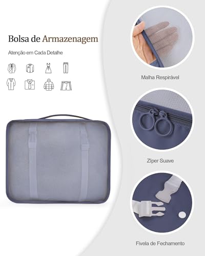 KIT 10 Necessaire Feminina Organizador de Malas para Viagem: Kit Completo de Organização - Inclui Bo