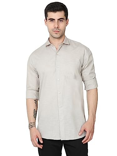 Miraan Men's Linen Cotton Long Sleeve Casual Regular Fit Shirt (S...