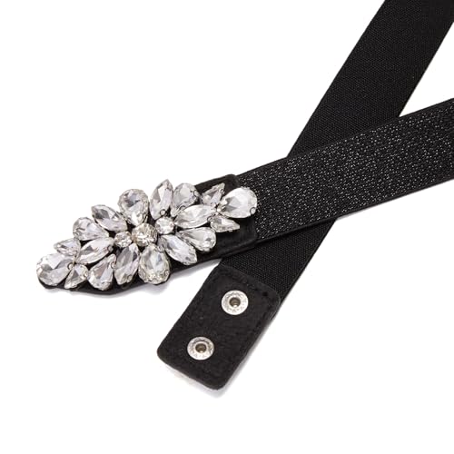 Womens Belts for Dress Fashion Rhinestone Elastic Bow Belt Skinny Waist Belt2