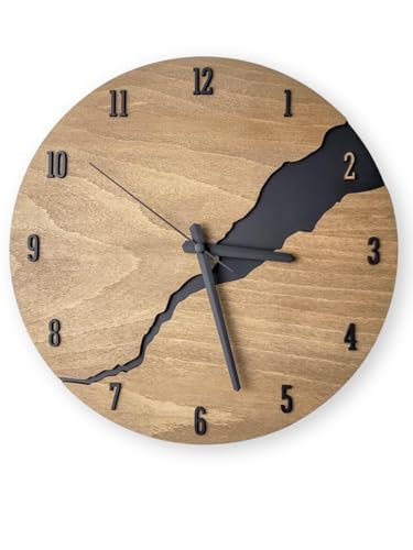 DECORAY Orologio da Parete in Legno Moderno 30 cm – Design Silenzioso e Decorativo con Numeri 3D | Orologio da Muro Elegante per Cucina, Soggiorno, Camera o Ufficio – Orologio Minimal
