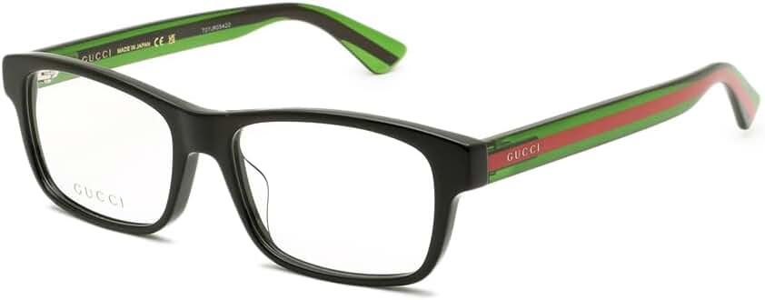 GUCCI ファッションメガネ ブラック/レッド/グリーン Amazon | [グッチ] 眼鏡フレーム メンズ GG0006OAN-002 ブラック