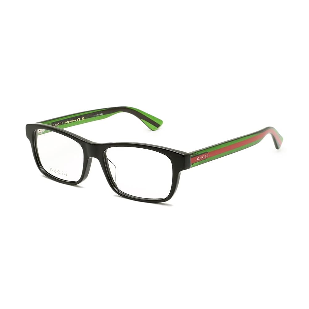 GUCCI ファッションメガネ ブラック/レッド/グリーン Amazon | [グッチ] 眼鏡フレーム メンズ GG0006OAN-002 ブラック