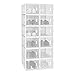 WOLTU Set di 12 Scatole per Scarpe Contenitore Portascarpe Scarpiera Organizzatore Portaoggetti Impilabile Salvaspazio Coperchio Magnetico Plastica Trasparente Bianco 35x25x19cm SRX12tp