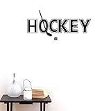 BIBITIME Sport Fans Wall Decal Hockey Sayings Stickers Art Mural Home Decor Quote for Player Bedroom Living Room Office Gym Background Wall Sticker (Black-Hockey, DIY 15' x 33')