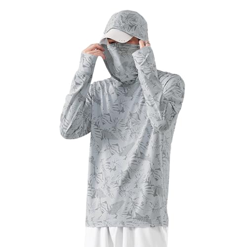 Listado de Ropa de Pesca para Hombre Top 5. 50 YOUTHGO Playera Hombre con Capucha de Protección Solar Sudadera Camisa de Manga Larga UPF50+ con Máscara para Pesca Correr Senderimos