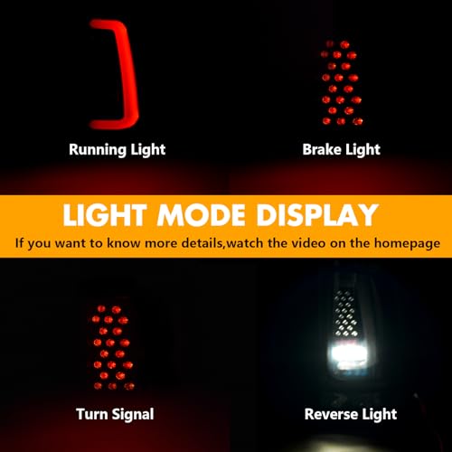 Image of Sequential LED Tail Lights for Dodge Ram 1500 1994-2001 /2500-3500 1994-2002, Animated C-Shaped, Full LED Rear Lamp Assembly, Weatherproof, Plug & Play (Driver & Passenger Side)