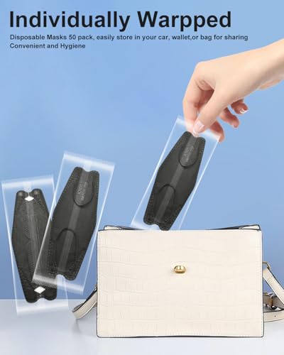 Image of KN95 Face Masks Black for Adults, Individually Wrapped, Breathable Disposable KN95 Mask with Elastic Ear Loop