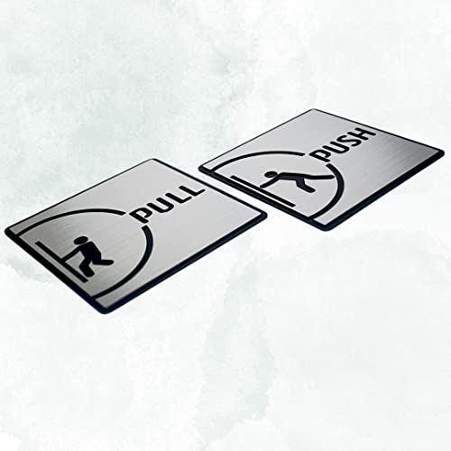 Image of CVANU Silver Acrylic PUSH-PULL Self-Adhesive Sign Board for Office /Hospital /Cafe Sign Board (set of 2) c78