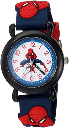 Disney WMA000162 Marvel Spider-Man Kids' Plastic Time Teacher Analog Quartz 3D Strap Watch cover