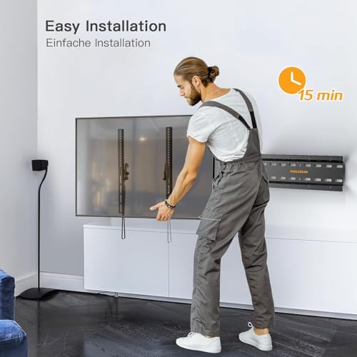 Perlegear TV Wandhalterung, Wandhalterung Fernseher für 26-60 Zoll TVs bis zu 52kg, Neigbare Fernseher Halterung 55 Zoll, Max. Vesa 400x400mm, für LCD/LED/Plasma – Bild 6