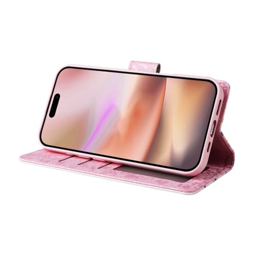 Housse iPhone 16 Plus portefeuille à fleurs idéale pour vos sorties et voyages