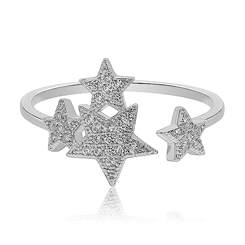 Bague étoile fine en argent massif réglable et bague empilable femme