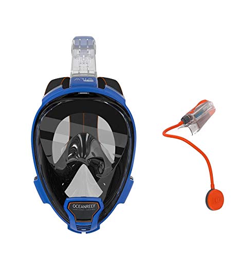 Ocean Reef Aria QR+ with Camera Holder and Snorkie Talkie Blue Size M/L