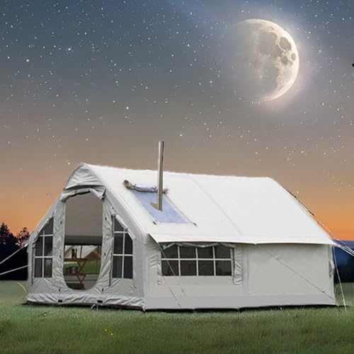 Tienda de Campaña Inflable para 6 a 8 Personas, Tiendas de Campaña Camping de Fácil Instalación con Ventana de Malla, Tienda Inflable Oxford Impermeable para Exteriores (Gris, 385x260x200cm)