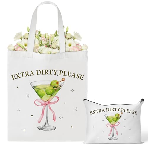 Image of Y1tvei Canvas Bags Gifts, Tote Bag with Makeup Pouch, Birthday Party Favors