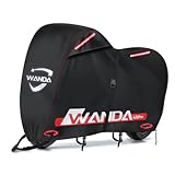WANDA バイクカバー 420D厚手 PRO 2024年ニューモデル 両側通気口あり 紫外線防止 耐熱 盗難防止 防水 防埃 防雨 防雪 防塵 撥水加工 風飛び防止 UVカット 収納バッグ付き オートバイカバー 警告反射テープ ロック穴 車体カバー バイク用レインカバー 湿気対策 チェーンホール 丈夫 全天候型 立体 バイク用車体カバー (XL)