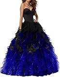 Ruffle Rainbow Prom Dresses for Women Elegant Classy Sweetheart Satin Tulle A Line Quinceanera Dresses Ball Gown for Teens No Gradient Royal Blue 14