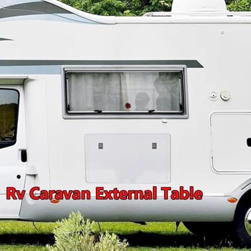 Foldable RV Dinette Table 31.5" - Wall Mounted Picnic Table for Camper Van & Trailer, Flip Down Desk for Caravan, Space-Saving Outdoor Folding Table (White)