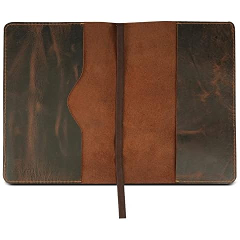 CestAntiQ, A5 Leather journal cover, Refillable Journal Cover for Large and Medium A5, Leather Handmade Notebook Cover, 9 x 6 Inches Leather Bound Journal :: Brown Cover