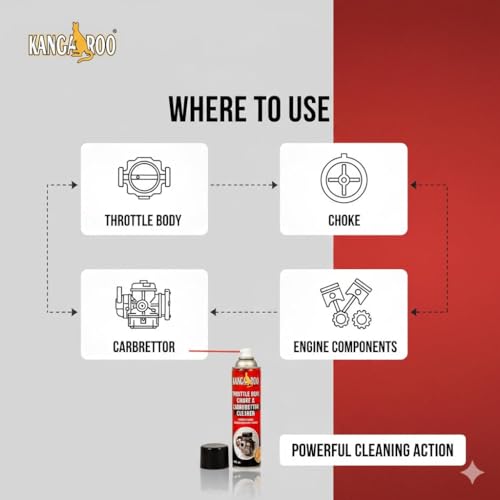 Image of Kangaroo Choke Carburettor Throttle Body Cleaner Spray | Fuel Oil Deposit Cleaner Spray 500 ML Each (Pack of 3)