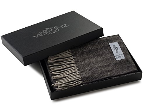 Veronz Super Soft Luxurious Classic Cashmere Feel Winter Scarf With Gift Box (Black Gray Herringbone Gift 1) #TOP1