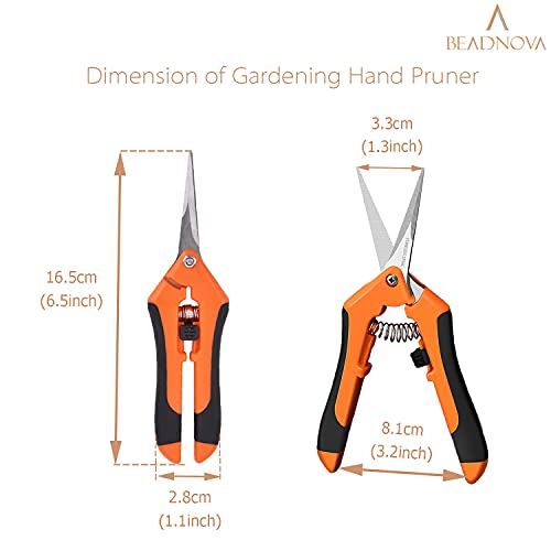 Beadnova Trimming Scissors Gardening Scissors Pruning Snips Garden Sheers Trim Scissors Plant Trimmers Pruners For Gardening (Green Orange, 2 Pcs) #TOP1