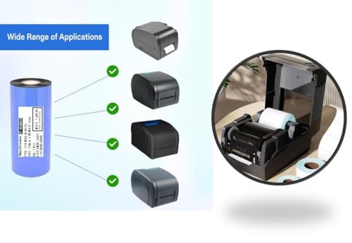 BlackDreams® Thermal Transfer Barcode Labels Ribbon(Pure Black) Premium Wax for Printer TSC, Zebra, Citzen, Datamax, Thosiba, Sato Etc. (80x300... - Image 3