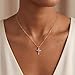 Robaice Rose Gold Cross Necklace for Women, Rose Gold Plated Crown Cross Pendant Necklace Cross Necklaces Faith Jewelry First Communion Necklace, Rose Gold