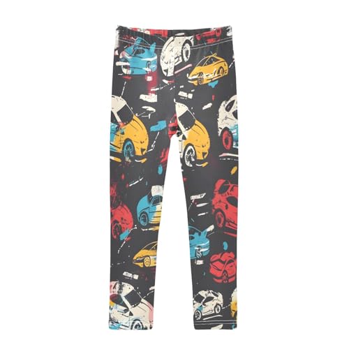 Bolaz Toddler Girls Leggings Printed Yoga Pants Leggings Red Yellow Car for Kids