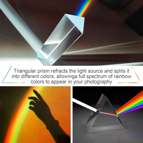 image for Syhood 10 Pack Clear Triangular Prisms Crystal Optical Glass Triple Pr