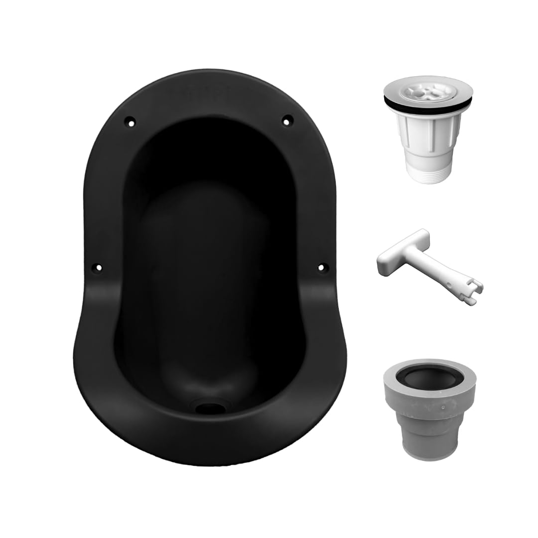 Ti'Pi – Orinal sin agua integrado con kit válvula de paracaídas y manguito derecho – Polietileno – Blanco, Negro, Rojo, Verde, Azul, Rojo, Naranja, Amarillo (Negro)