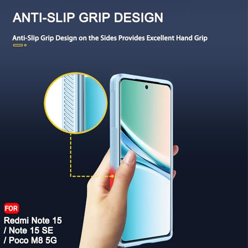 Image of TheGiftKart Liquid Silicon Back Cover Case for Mi Redmi Note 15 / Note 15 SE /Poco M8 5G | Shockproof Military Grade Protection | Micro-Fibre Cloth On Inner Side | Anti-Slip Grip Cover (TPU, Blue)