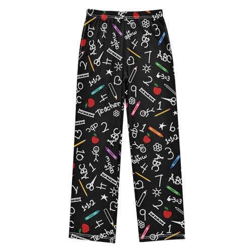 ZZXXB Mathematical Number Boys Long Pants Soft Trousers Elastic Waist Kids Lounge Bottoms with Pockets S-XL