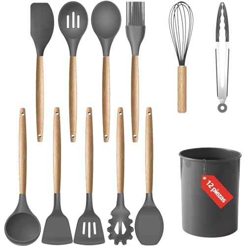 Opiniones y reviews de Paletas de cocina - los más vendidos. 41 Rantuia 12PCS Utensilios de Cocina de Silicona, Resistente al Calor y Antiadherente Conjunto de Utensilios de Cocina Mango de Madera Juego de Utensilios de Cocina, Excelente...