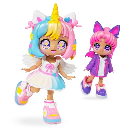 BANDAI - Animakii Einhorn und Fledermaus - Set Personalisierbare Puppen - 1 Puppe, 4 Gesichter, 2 Frisuren, 2 Outfits… – Ansicht 5