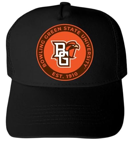 Bowling Green Falcons Officially Licensed - Unisex Trucker Hat with Full Color Heat Transfer Logo Black
