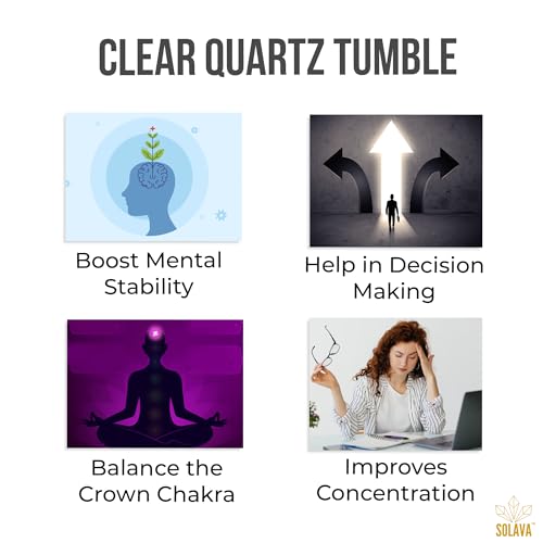 Image of Original Clear Quartz Tumble - Natural Charged Clear Quartz Crystal Tumble for Positive Energy, Focus, Emotional Stability, Chakra Healing and Mental Clarity - 2 Piece