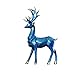 Set of 2 Reindeer Decorations Resin Christmas Deer Figurines Nordic Style Origami Elk Gold Glitter Reindeer for Wine Cabinet Living Room Study Office Desk Decor (Blue)