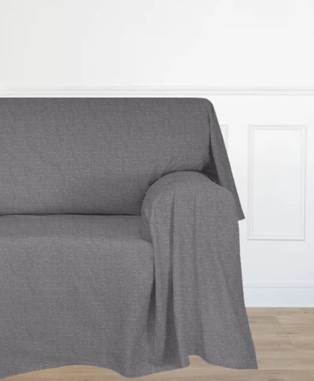 Farè - Telo Salva Divano in tessuto arredo ANTIMACCHIA (idrorepellente ed impermeabile) per COPRIDIVANO | Made in Italy | 350 x 270 cm | ARMOR antracite