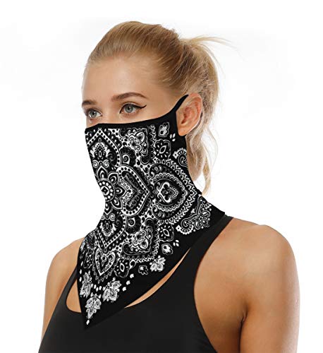 Men Women Face Scarf Bandana Ear Loops Face Balaclava Neck Gaiters for Dust